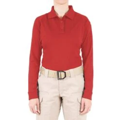 First Tactical Women's Long Sleeve Performance Polo. -Tactical Clothing Store SW2340 RED 1500 1